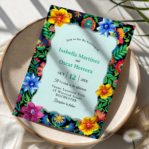 Mexican colorful watercolor wedding invitation
