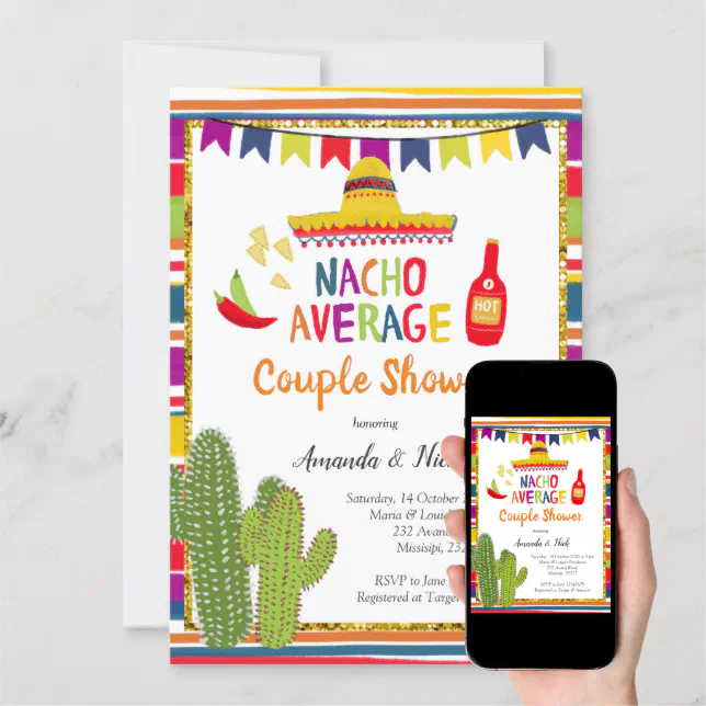 Mexican Colourful Nacho Average Couple Shower Invitation Zazzle