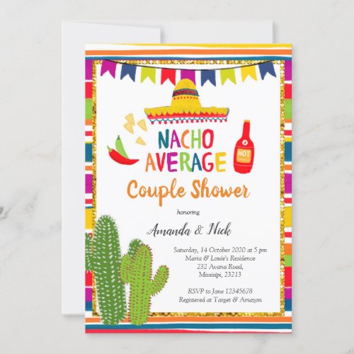 Mexican Colourful Nacho Average Couple Shower Invitation