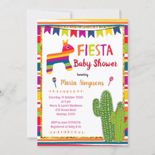 Mexican Colourful Pinata Baby Shower Invitation