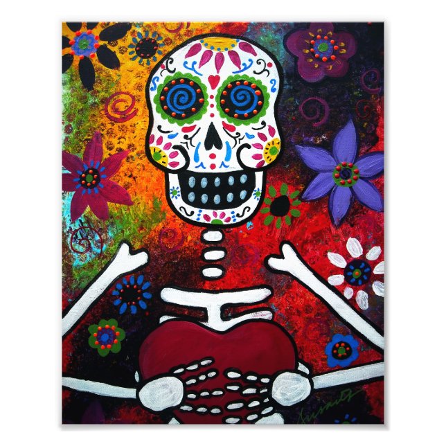 Mexican Corazon Face Day of the Dead Painting Photo Print (Front)