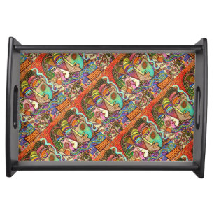 Mexican Couple In The Talavera Garden Serving Tray