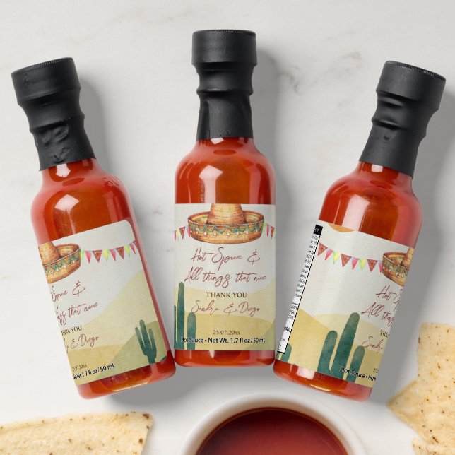 Mexican couples shower favor gifts hot sauces (Laydown)