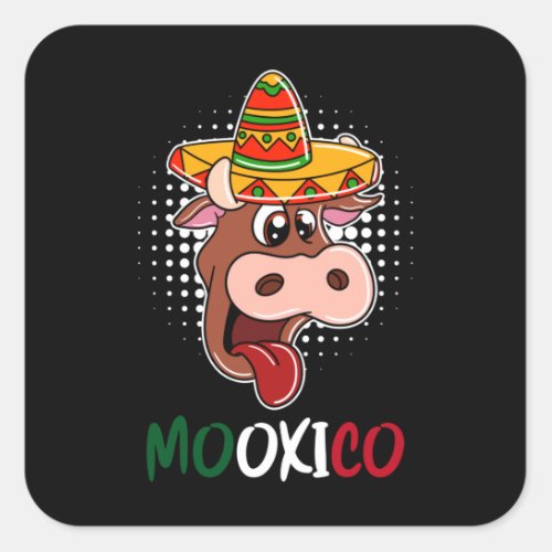 Mexican Cow and Sombrero Square Sticker