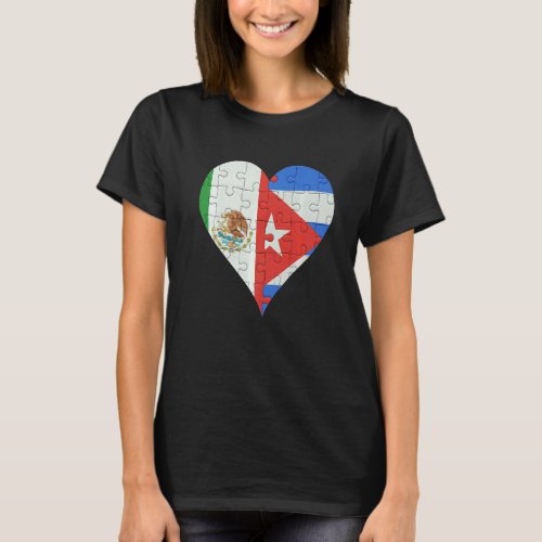 Mexican Cuban Flag Heart T_Shirt