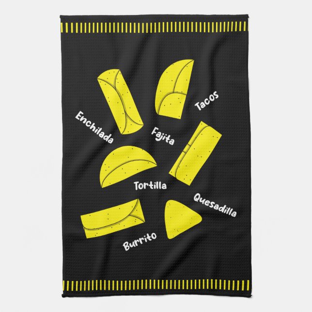 Mexican Cuisine Burrito Fajita Enchilada Kitchen Towel (Vertical)