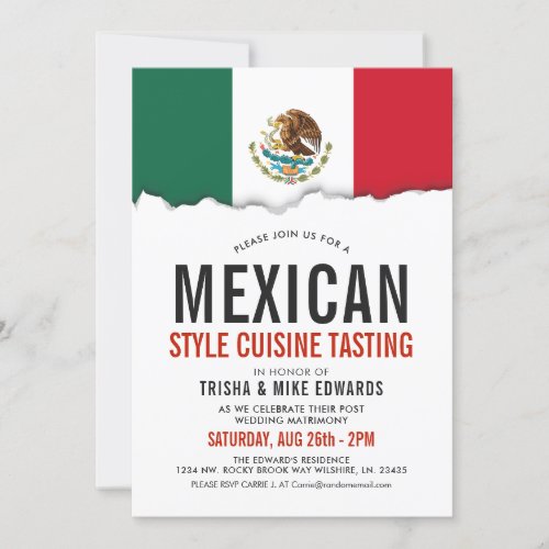 Mexican Cuisine  Party Flag White Invite