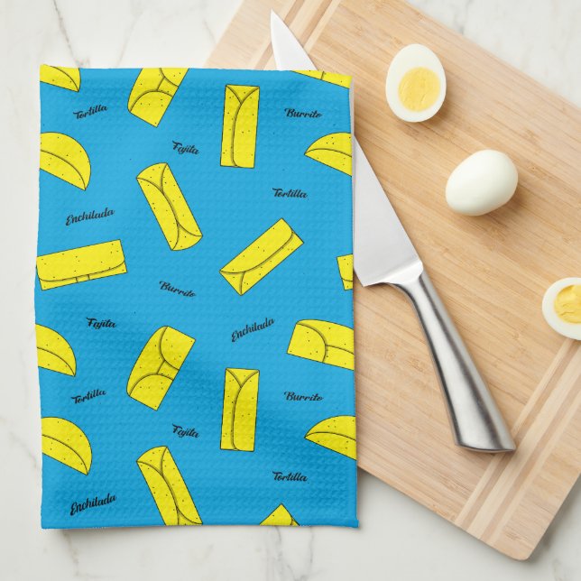 Mexican Cuisine Tortilla Burrito Fajita Enchilada Kitchen Towel (Quarter Fold)