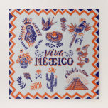 Mexican Culture Symbols Vintage Card Jigsaw Puzzle