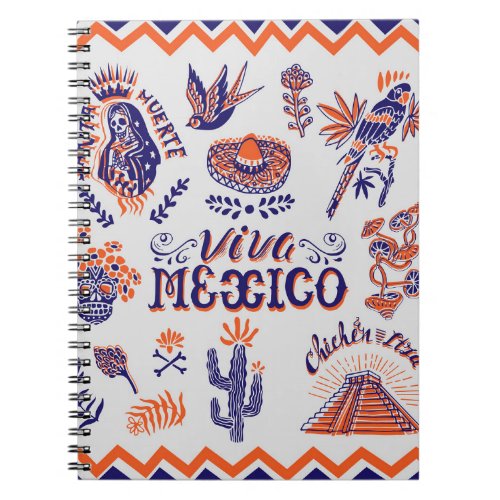 Mexican Culture Symbols Vintage Card Notebook
