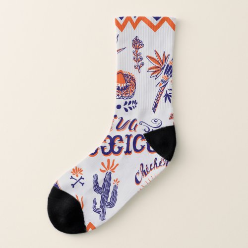 Mexican Culture Symbols Vintage Card Socks