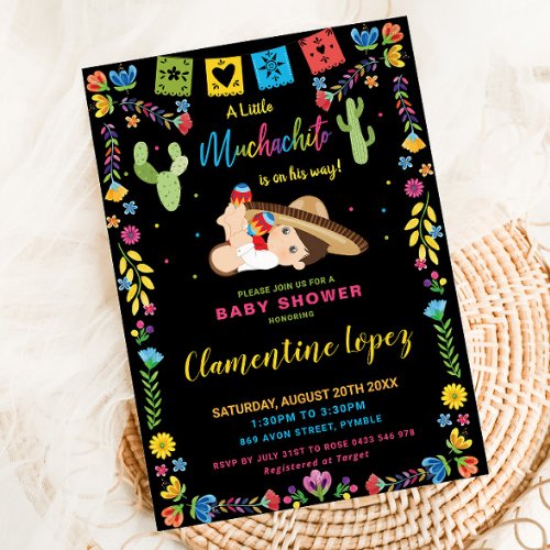 Mexican Cute Little Muchachito Boy Baby Shower Invitation