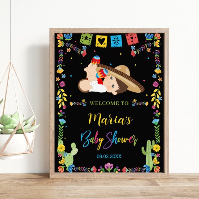 Mexican Cute Little Muchachito Boy Baby Shower Poster (Creator Uploaded)