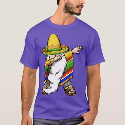 Mexican Dabbing Gnome Cinco De Mayo Poncho Sombrer T_Shirt