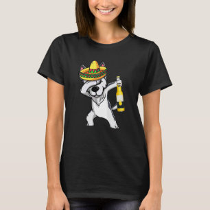 Mexican Dabbing Husky Cinco De Mayo Poncho Sombrer T-Shirt