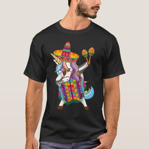 Mexican Dabbing Unicorn Cinco De Mayo Sombrero Mar T_Shirt