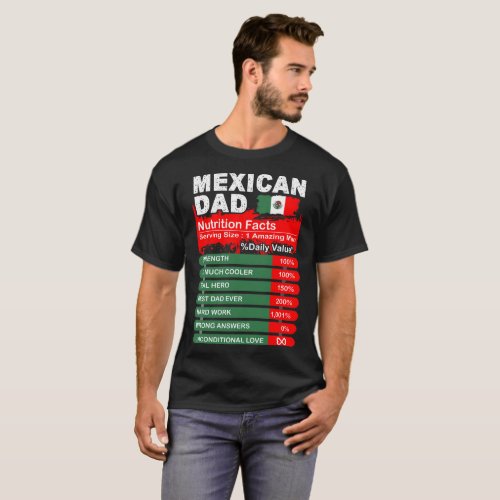 Mexican Dad Nutrition Facts Serving Size Tshirt