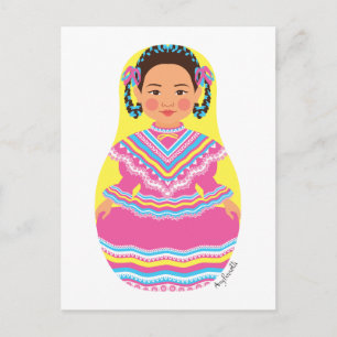 Mexican Dancer Matryoshka Postcard