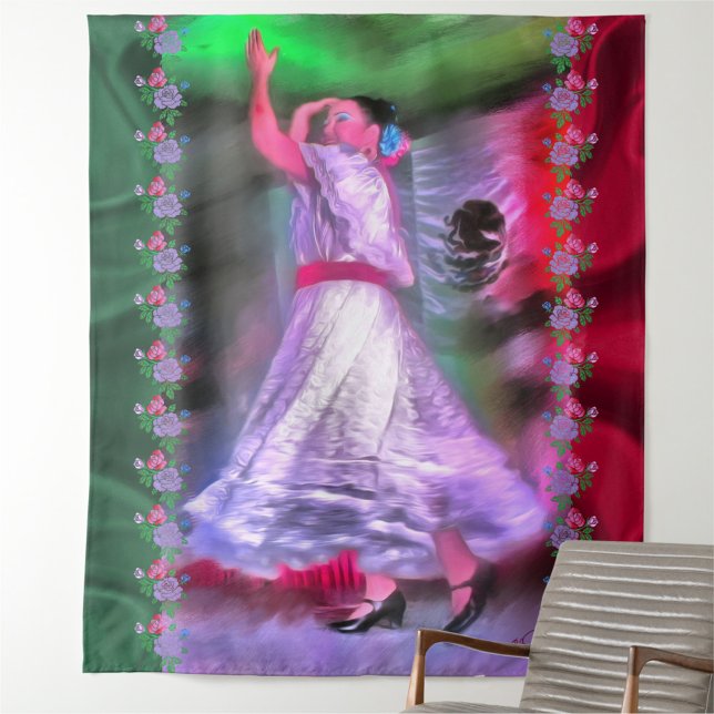Mexican Dancer & Roses 0175 Tapestry (Creator Uploaded)