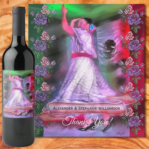 Mexican Dancer Thank You 0175 Wine Label
