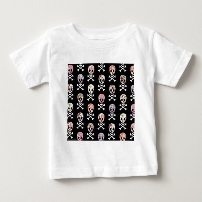 Mexican Day of Dead Skull Crossbones Baby T-Shirt (Front)
