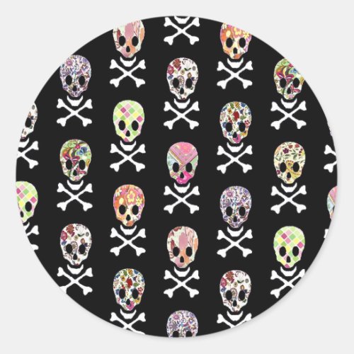 Mexican Day of Dead Skull Crossbones Classic Round Sticker