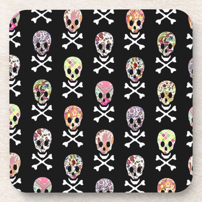 Mexican Day of Dead Skull Crossbones Coaster (Front)