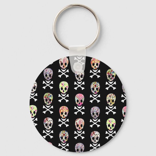 Mexican Day of Dead Skull Crossbones Keychain (Front)
