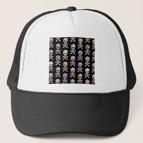 Mexican Day of Dead Skull Crossbones Trucker Hat