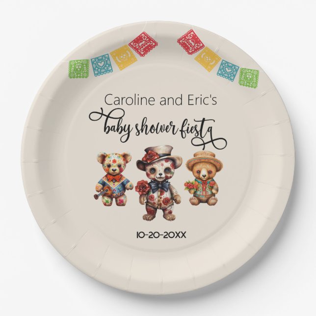 Mexican Day of the Dead Baby Shower Paper Plates (Front)