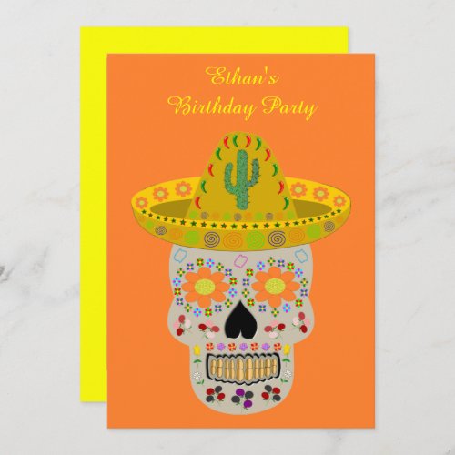 Mexican Day of the Dead  Birthday Party Invitation