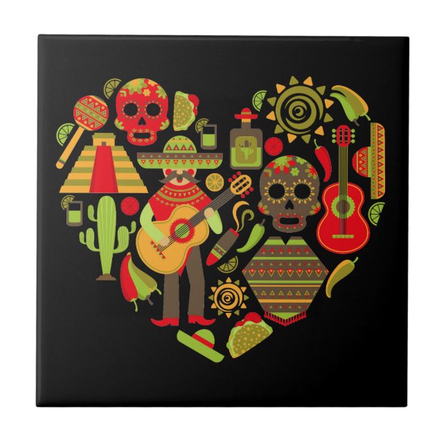 Mexican day of the dead Mexico Ceramic Tile (Front)