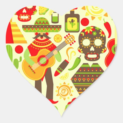 Mexican day of the dead Mexico Heart Sticker
