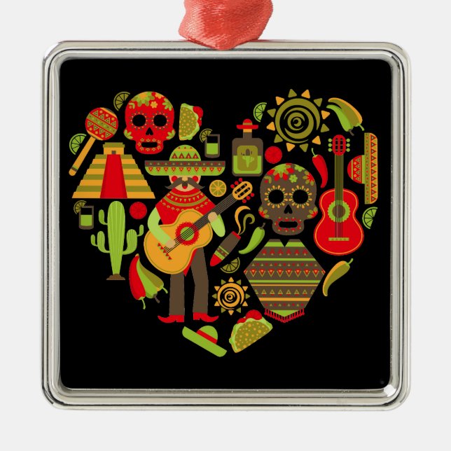 Mexican day of the dead Mexico Metal Ornament (Front)
