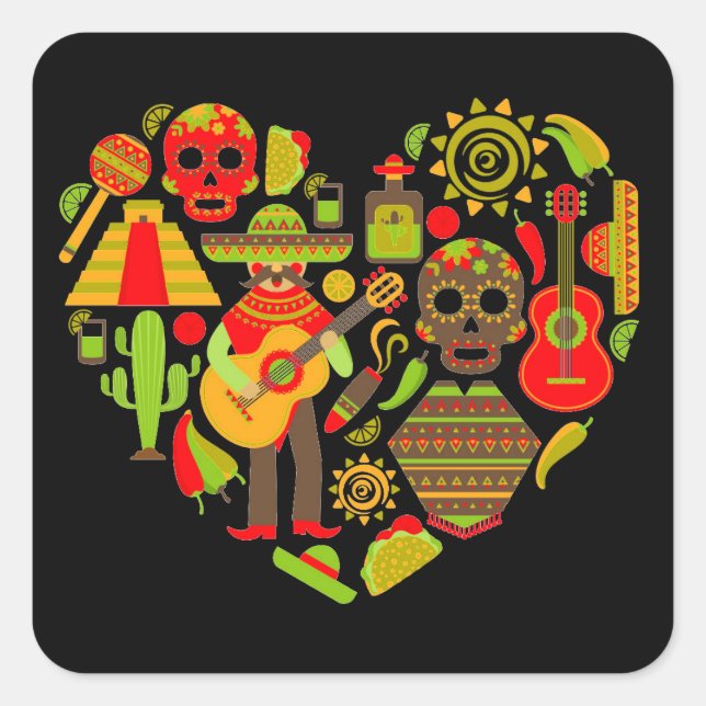 Mexican day of the dead Mexico Square Sticker (Front)