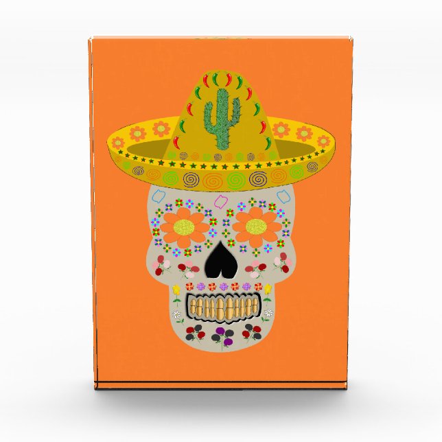 Mexican Day of the Dead Skull  Acrylic Award (Front)