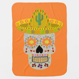 Mexican Day of the Dead Skull  Baby Blanket