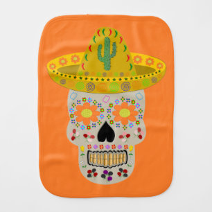 Mexican Day of the Dead Skull  Baby Burp Cloth