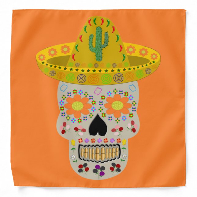 Mexican Day of the Dead Skull  Bandana (Front)