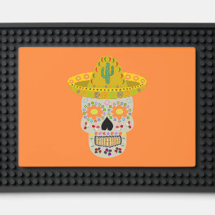 Mexican Day of the Dead Skull  Bar Mat