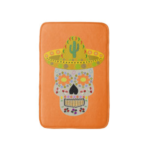 Mexican Day of the Dead Skull  Bath Mat