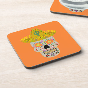 Mexican Day of the Dead Skull Beverage Coaster
