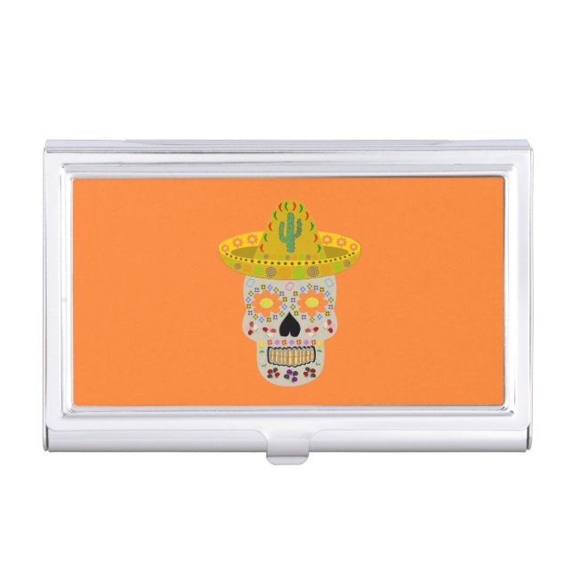 Mexican Day of the Dead Skull  Business Card Case (Front)