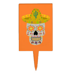 Mexican Day of the Dead Skull  Cake Topper
