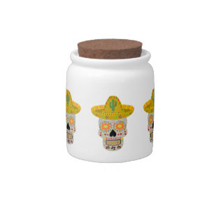 Mexican Day of the Dead Skull  Candy Jar