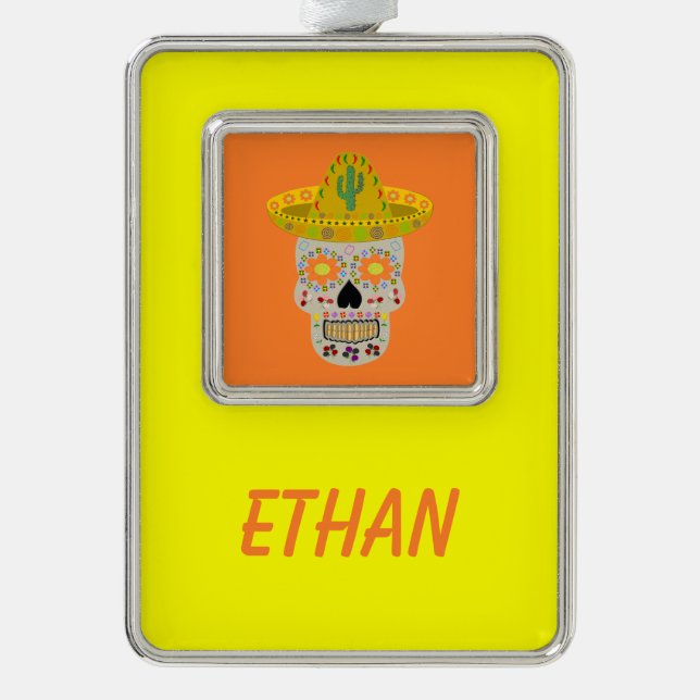 Mexican Day of the Dead Skull  Christmas Ornament (Front)