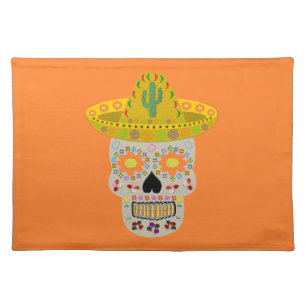 Mexican Day of the Dead Skull Cloth Placemat