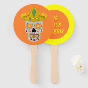 Mexican Day of the Dead Skull Custom Hand Fan