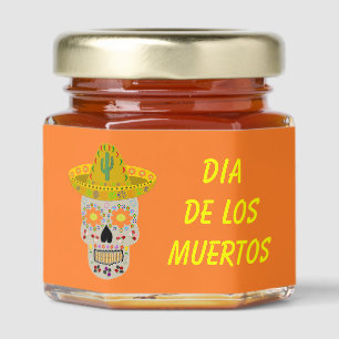 Mexican Day of the Dead Skull Custom Honey Jar Favors