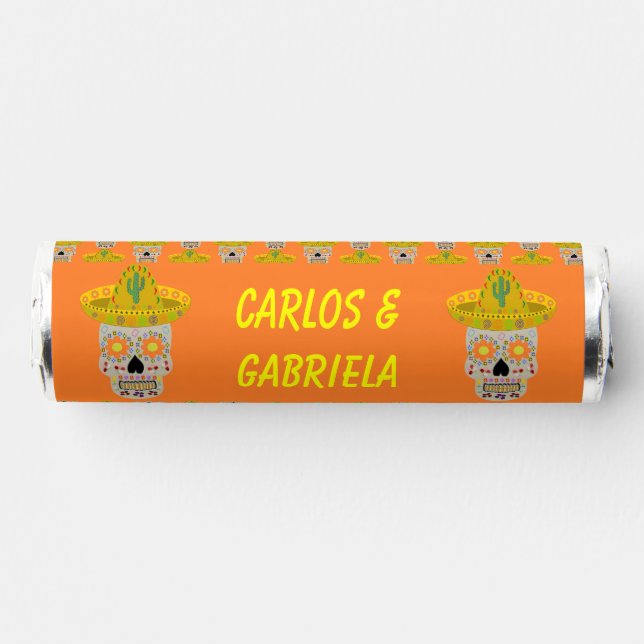 Mexican Day of the Dead Skull Custom Wedding Breath Savers® Mints (Front)